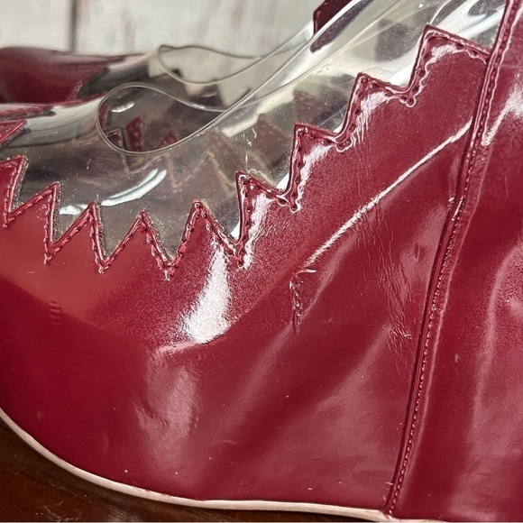 JEFFREY CAMPBELL AUDREY - TWO burgundy 6” wedge patent PU Platforms 6.5 Trending - Picture 13 of 16